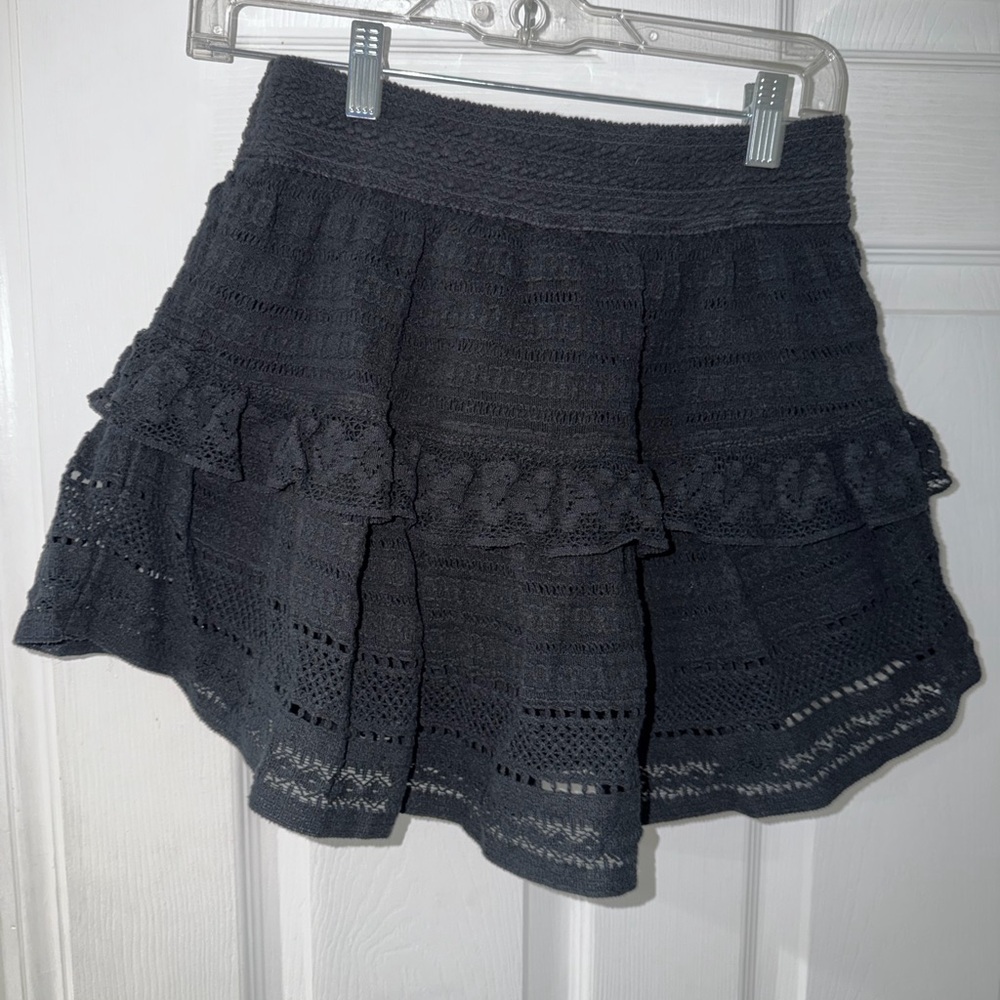 Aerie Black crochet lace top and skirt